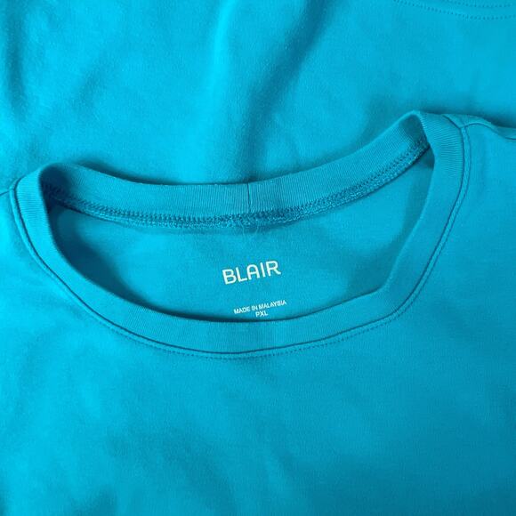 Blair Blouse T-Shirt Top 3/4 Sleeve Split Hem Crew Neck Turquoise Aqua Petite XL - Picture 3 of 10